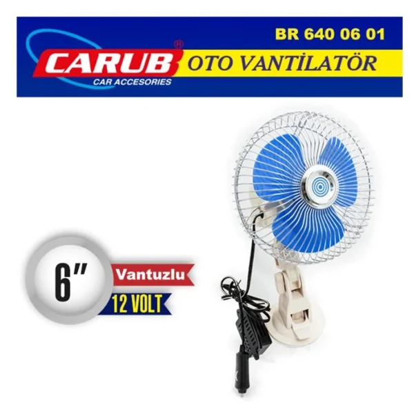 Vantilatör 12V 6 İnch Vantuzlu - Görsel 3