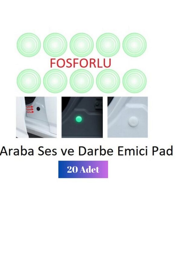 20'li  Beyaz Fosforlu Araba Kapı Tampon Bagaj  Darbe ve Ses Emici | 20 Adet Araç Dış Sistem Pad - Görsel 2