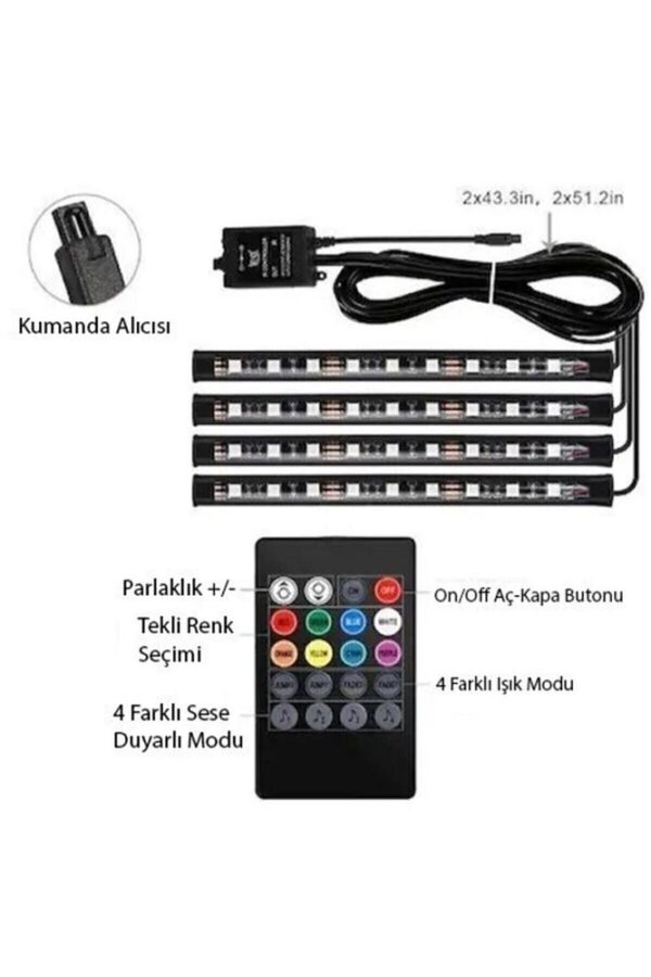 Araç Içi Ayak Altı Led Sese Duyarlı 12'li - Rgb - Görsel 7