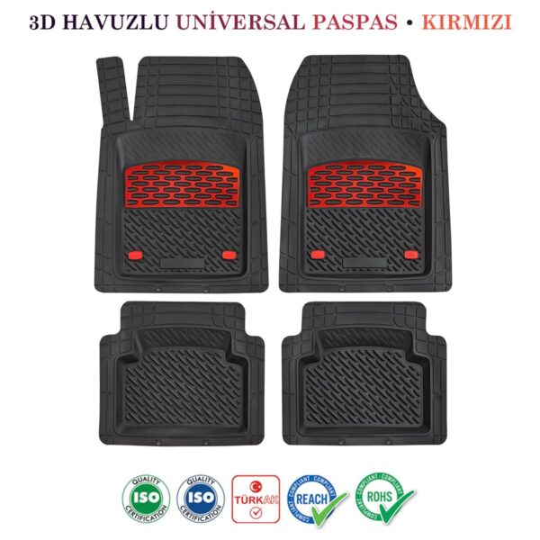 HASIRLI+ KULAKLI SİYAH-KROM KIRMIZI PASPAS - Görsel 5